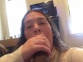 brunette babe loves cum in her mouth (follow on ig bootyfromtheblock