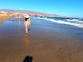 Public nudity walking naked on the beach Amateur MiaAmahl