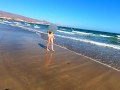 Public nudity walking naked on the beach Amateur MiaAmahl