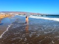 Public nudity walking naked on the beach Amateur MiaAmahl