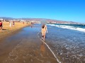 Public nudity walking naked on the beach Amateur MiaAmahl