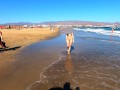 Public nudity walking naked on the beach Amateur MiaAmahl