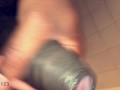 morning wood with thick cumload in the shower