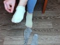 teen girl shows her socks and foot fetish pov