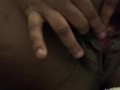 Rubbing my fat juicy ebony pussy and  clit cum have a lick 
