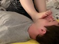 Girlfriend’s feet on my face in bed