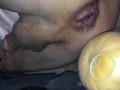 huge vegetable stretching training and juicy gape