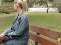 Public masturbate Katerina Hartlova City Park in pantyhose