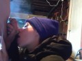 Wearing A Northface CIGARETTE SMOKING BJ IN GARAGE