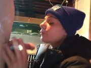 Wearing A Northface CIGARETTE SMOKING BJ IN GARAGE