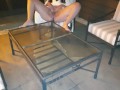 pissing on glass table outside