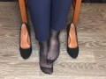 kelly_feet office secretary in black nylon stockings after work shoes 