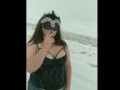 Smoking Lucy in the snow