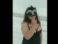 Smoking Lucy in the snow
