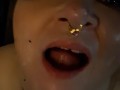 Dirty Fat bbw slut cleans her face and eats the cum!