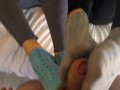 Foot-sock fetish with two girls