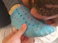 Foot-sock fetish with two girls