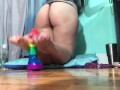 Oily ass & feet dildo FOOTJOB