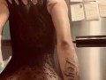 Slim thick cutie twerking and rubbing pussy in black fishnet lingerie