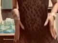 Slim thick cutie twerking and rubbing pussy in black fishnet lingerie
