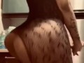 Slim thick cutie twerking and rubbing pussy in black fishnet lingerie