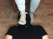 sexy girl after gym in nike gray socks domination and gagging socks