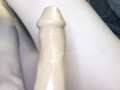 Sexy pink juicy pussy riding realistic dildo