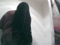 Ebony BBW takes a Shower and some dildo action