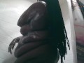 Ebony BBW takes a Shower and some dildo action