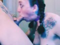 French braid hottie deepthroat blowjob CUM IN THROAT SURPRISE