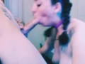 French braid hottie deepthroat blowjob CUM IN THROAT SURPRISE