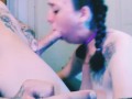 French braid hottie deepthroat blowjob CUM IN THROAT SURPRISE