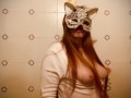 Natural redhead big natural boobs with sexy cat mask