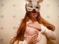 Natural redhead big natural boobs with sexy cat mask