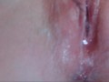 Long, wet and messy female masturbation with glass dildo