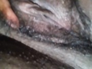 Showcasing my hairy wet pussy with a swollen clit