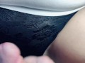 my boyfriend cum on my favorite black panties and smeared cum on my pussy.