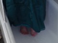 BBW Penny Banks bathing and showering in prom dress wetlook