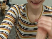 Teen laughs while gagging on big cock *teaser*