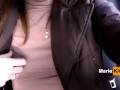 Schoolgirl play pussy in the backseat Uber, public masturbation