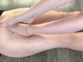 teen girl footjob with perfect feet, cum on foot toes fetish