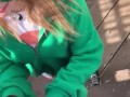 College girl gives a spontaneous public blowjob and almost gets caught