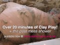 BBW Penny touching herself in a bath full of muddy clay
