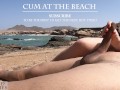 Woman give an intense outdoor handjob that makes him cum at the beach