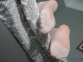 Tender soles close ups in nylon socks and soft white pantyhoses HD