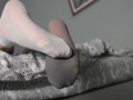 Tender soles close ups in nylon socks and soft white pantyhoses HD