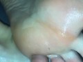 Amateur footjob #66 MILF want me to play with her toes, cum on veiny feet