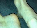 Amateur footjob #66 MILF want me to play with her toes, cum on veiny feet