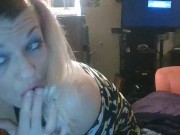 blonde camslut needs some dick! She Rides her toy and fucks herself silly