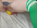 Experimenting with a cucumber and a  yellow squash in my ass. 4K